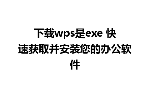 下载wps是exe 快速获取并安装您的办公软件