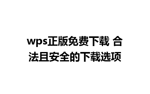 wps正版免费下载 合法且安全的下载选项