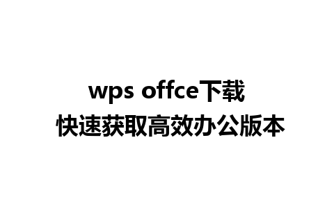 wps offce下载 快速获取高效办公版本