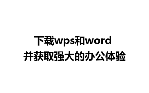 下载wps和word 并获取强大的办公体验