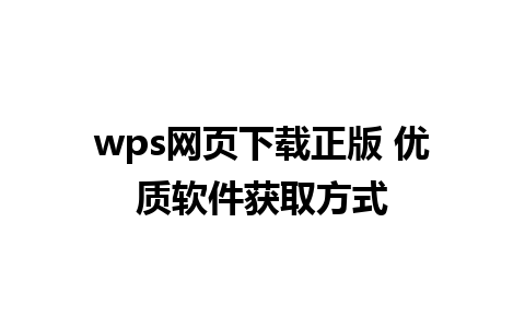 wps网页下载正版 优质软件获取方式