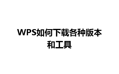 WPS如何下载各种版本和工具