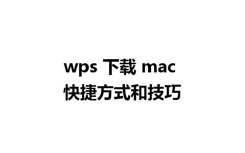 wps 下载 mac 快捷方式和技巧