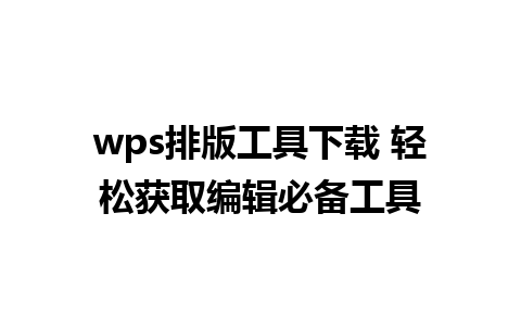 wps排版工具下载 轻松获取编辑必备工具