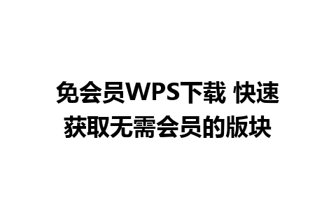 免会员WPS下载 快速获取无需会员的版块