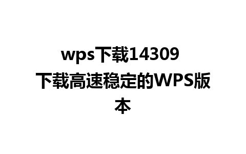 wps下载14309 下载高速稳定的WPS版本