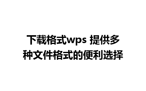 下载格式wps 提供多种文件格式的便利选择 