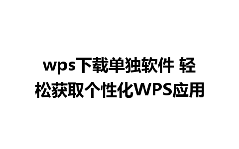 wps下载单独软件 轻松获取个性化WPS应用