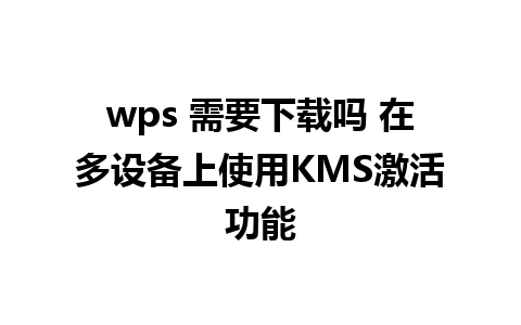 wps 需要下载吗 在多设备上使用KMS激活功能