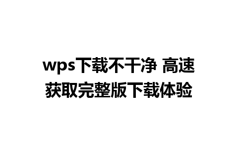 wps下载不干净 高速获取完整版下载体验