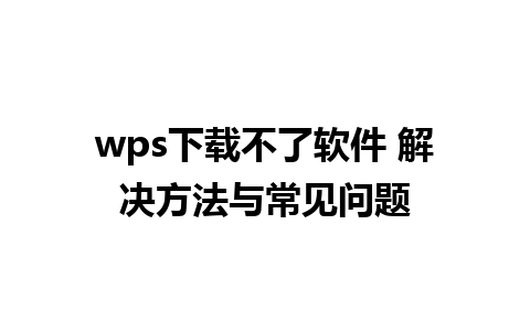 wps下载不了软件 解决方法与常见问题