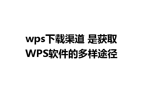 wps下载渠道 是获取WPS软件的多样途径