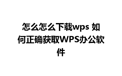 怎么怎么下载wps 如何正确获取WPS办公软件