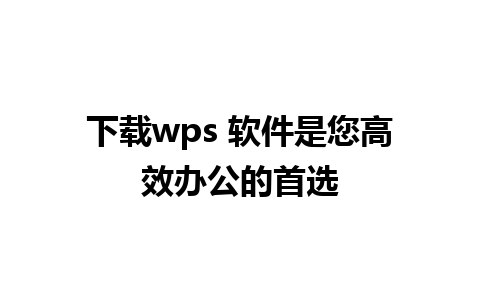 下载wps 软件是您高效办公的首选