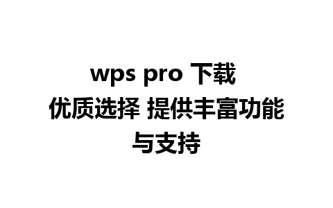 wps pro 下载 优质选择 提供丰富功能与支持