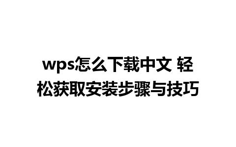 wps怎么下载中文 轻松获取安装步骤与技巧