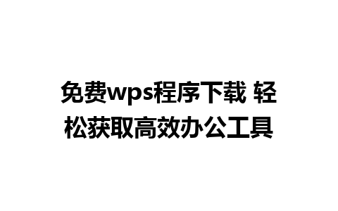 免费wps程序下载 轻松获取高效办公工具