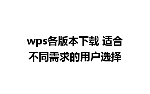 wps各版本下载 适合不同需求的用户选择