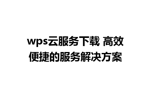 wps云服务下载 高效便捷的服务解决方案