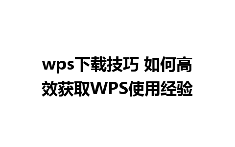 wps下载技巧 如何高效获取WPS使用经验