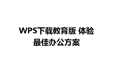 WPS下载教育版 体验最佳办公方案