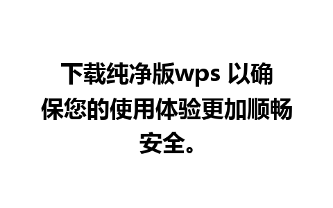 下载纯净版wps 以确保您的使用体验更加顺畅安全。