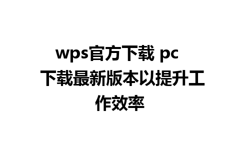 wps官方下载 pc  下载最新版本以提升工作效率