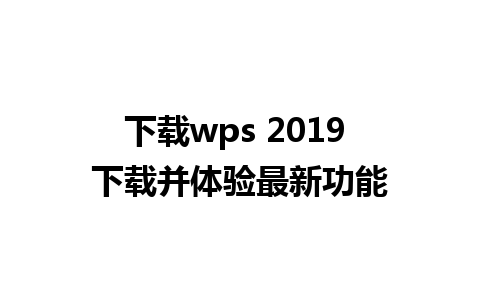 下载wps 2019 下载并体验最新功能