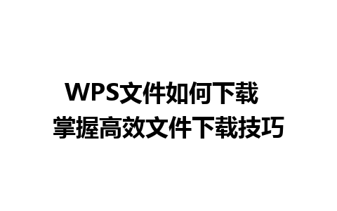 WPS文件如何下载  掌握高效文件下载技巧