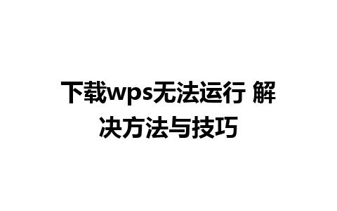 下载wps无法运行 解决方法与技巧