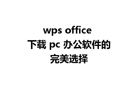 wps office 下载 pc 办公软件的完美选择