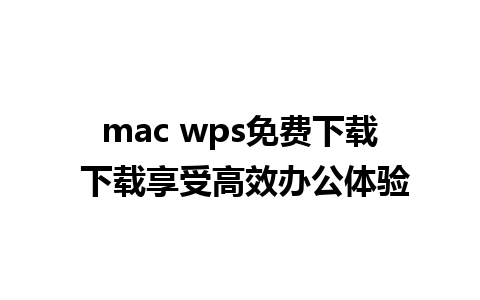 mac wps免费下载 下载享受高效办公体验