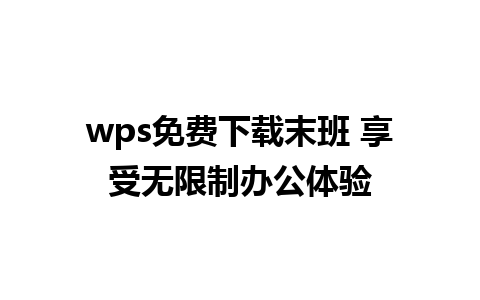 wps免费下载末班 享受无限制办公体验