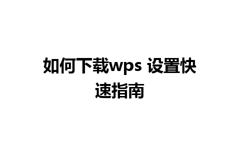 如何下载wps 设置快速指南