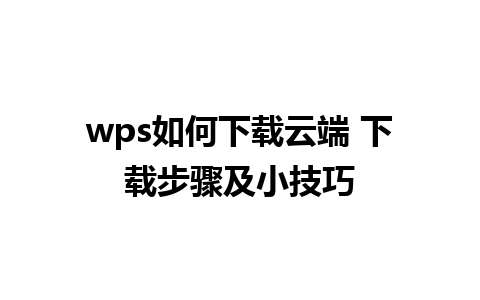 wps如何下载云端 下载步骤及小技巧