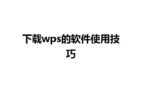 下载wps的软件使用技巧