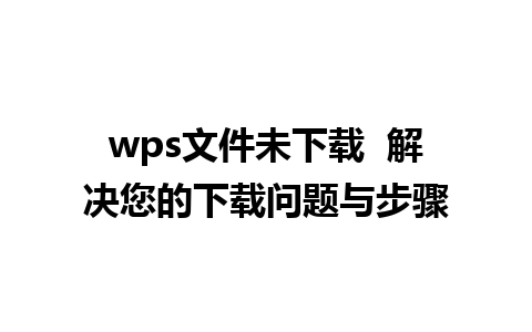 wps文件未下载  解决您的下载问题与步骤