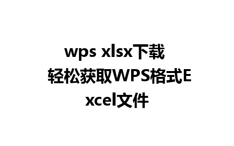 wps xlsx下载  轻松获取WPS格式Excel文件