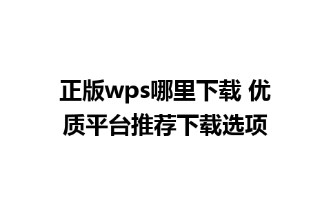 正版wps哪里下载 优质平台推荐下载选项