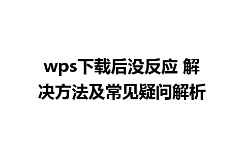 wps下载后没反应 解决方法及常见疑问解析