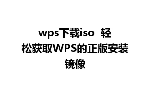 wps下载iso  轻松获取WPS的正版安装镜像