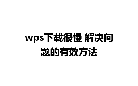 wps下载很慢 解决问题的有效方法