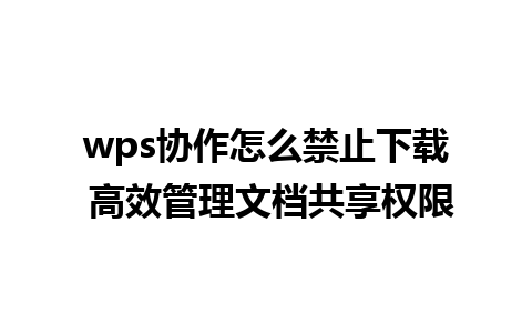 wps协作怎么禁止下载 高效管理文档共享权限