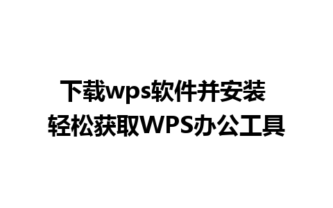 下载wps软件并安装 轻松获取WPS办公工具