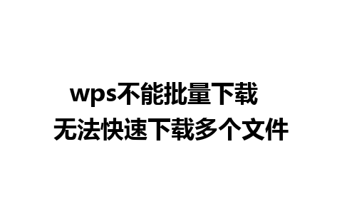 wps不能批量下载  无法快速下载多个文件