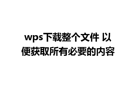 wps下载整个文件 以便获取所有必要的内容