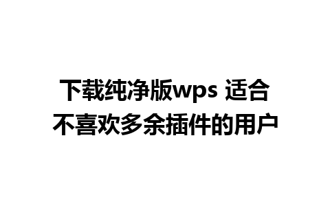 下载纯净版wps 适合不喜欢多余插件的用户