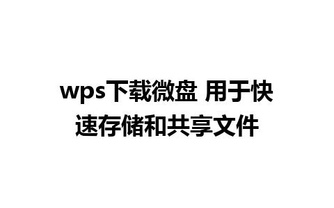 wps下载微盘 用于快速存储和共享文件