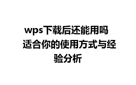 wps下载后还能用吗  适合你的使用方式与经验分析