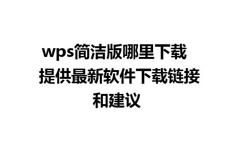 wps简洁版哪里下载  提供最新软件下载链接和建议